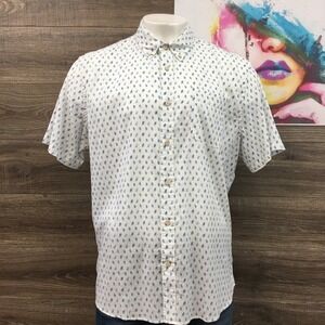 Faherty The Breeze Shirt XXL Blue Linen Blend Button Down‎ Short Sleeve Men